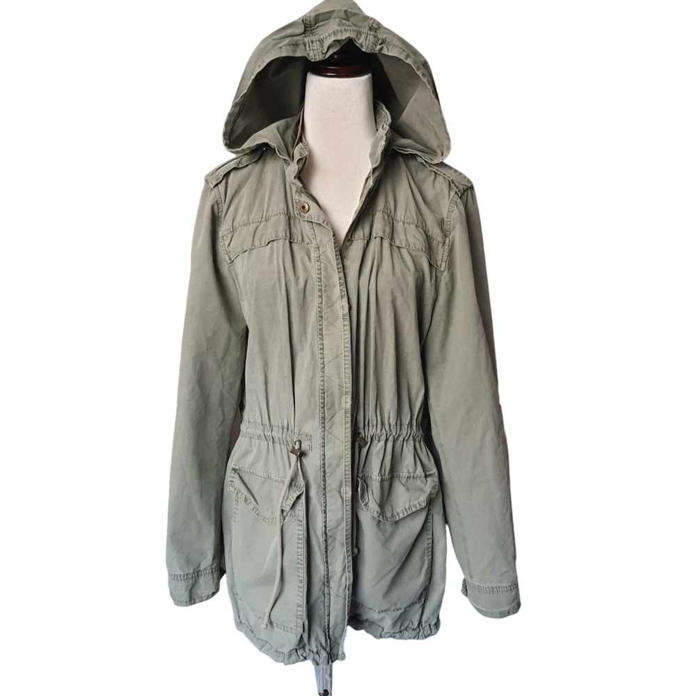 Bagatelle Green Utility Jacket Women L Broken-in Grunge Military Barn Field Coat